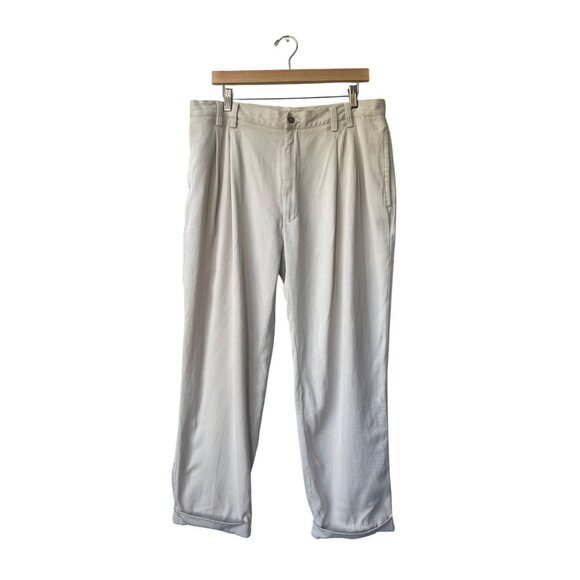 Tommy Bahama Other - VTG Tommy Bahama Relax Mens Silk Pants 38 Cuffed Beige Trousers Tan Beach Preppy